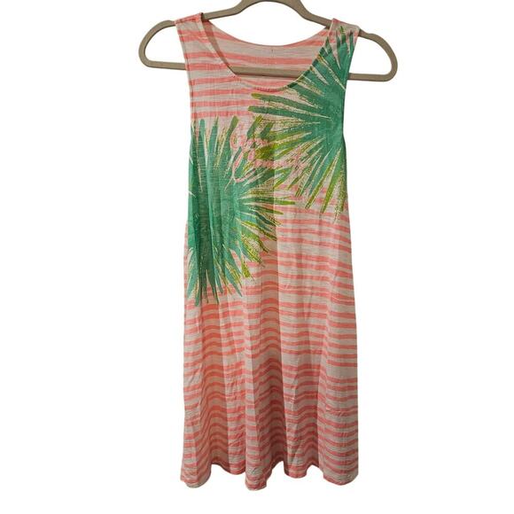 Lilly Pulitzer Whitney Cover-Up Dress Sz Small‎ Gone Coconuts Pink Palm Stripe - Picture 2 of 8